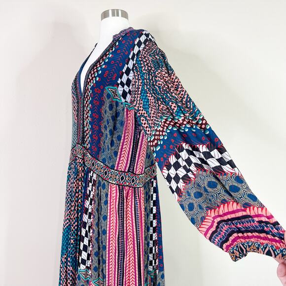 Anthropologie | Bhanuni by Jyoti Patterned Maxi Long Sleeve Slit Boho Maci Dress - Picture 13 of 16